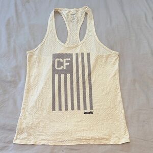 Reebok Cream Racerback CrossFit Tank with Gray CF Graphic
